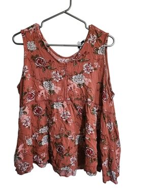 Women’s Floral Sleeveless Tank Top - Rust Pink